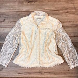 Appleseed-s Women's Cream and White Blouse